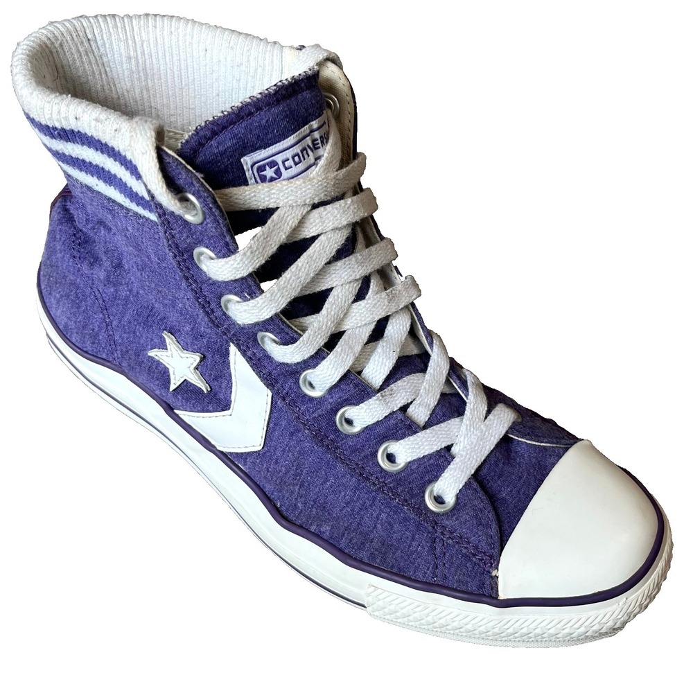 Converse All Star Chuck Taylor Hi Tops Purple Knit Collar Women 10 Men 8 EU 41.5